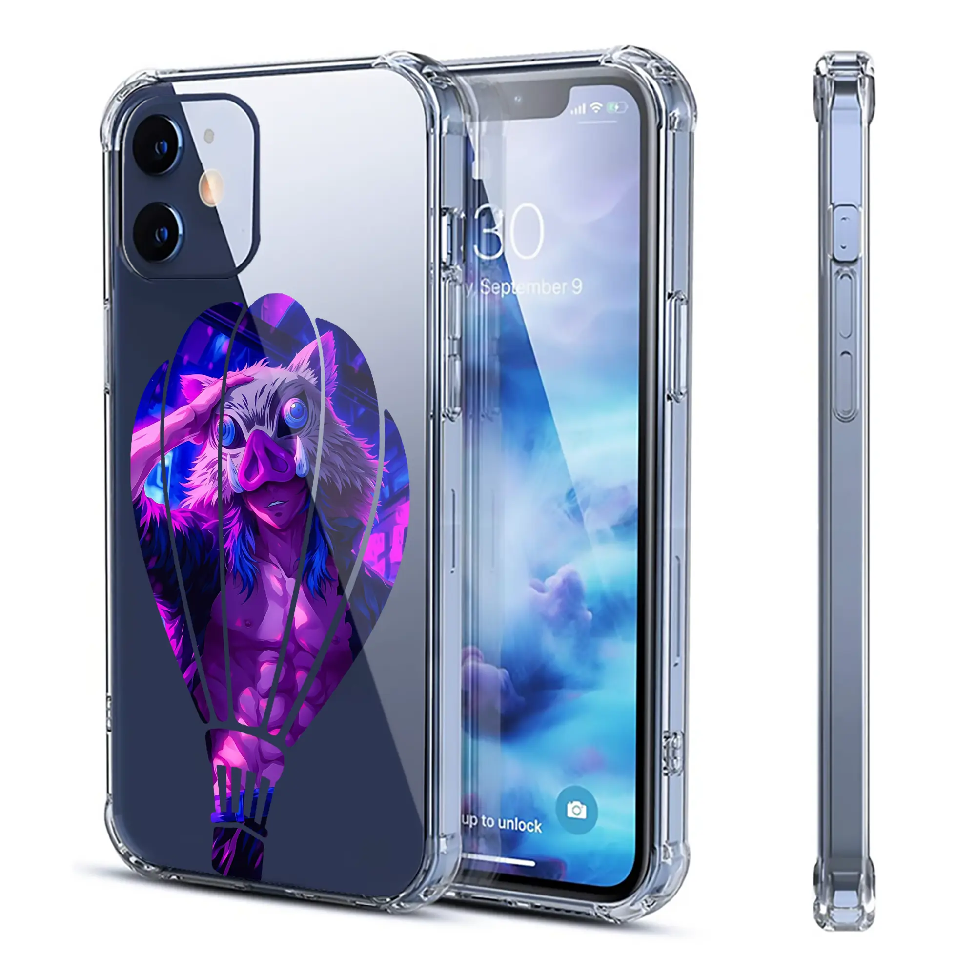 鬼滅の刃 グッズ,嘴平 伊之助 - IPhone 12シリーズ対応 ・ 透明スマホケース ・ クリアソフトケース ・ TPU素材 ・ 耐衝撃 ・ 高密着 ・ 防汚 防指紋 ・ 簡単着脱